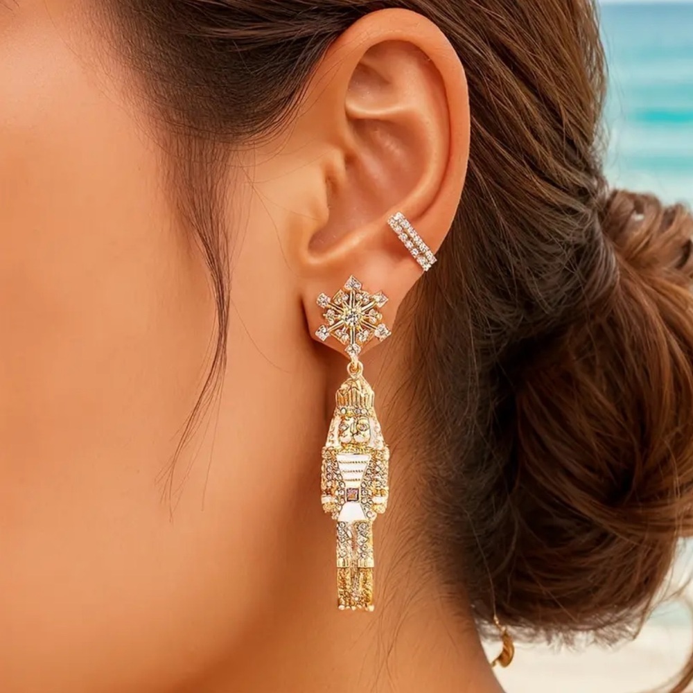 NEW Bohemian Nutcracker Dangle Earrings | Sparkling Rhinestone Earrings (A0-12)